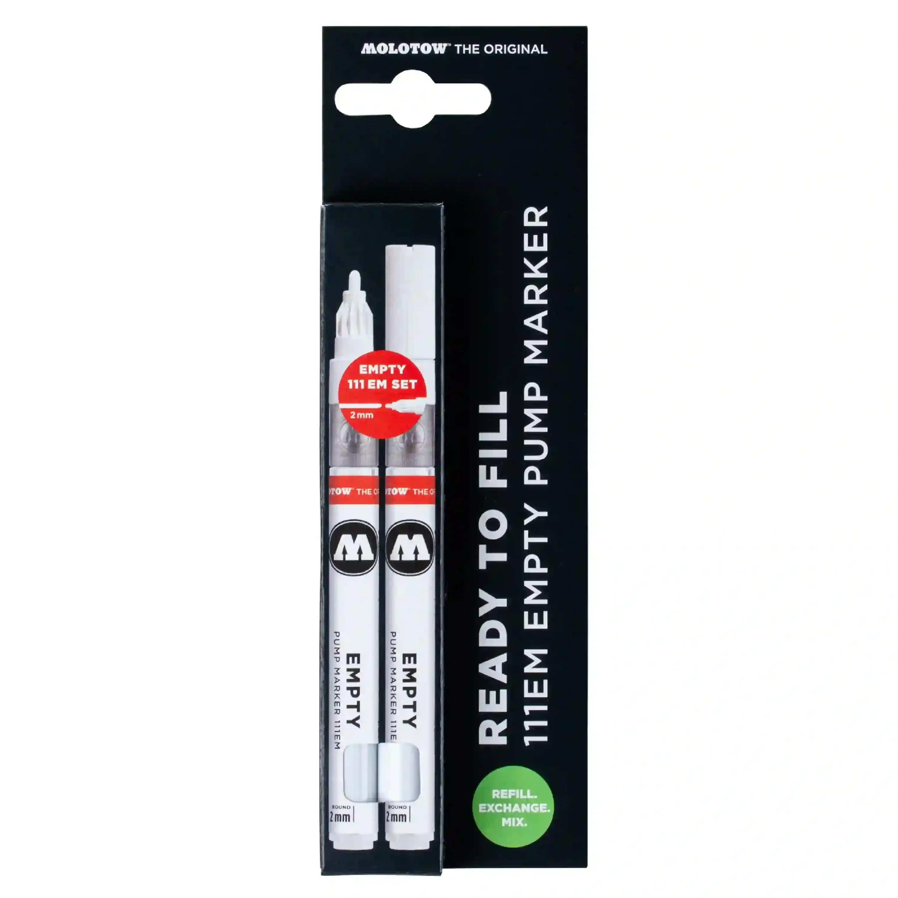 Molotow 111EM Lege Verfstift Set 2 Stuks + Navuladapters - Marker 2 mm