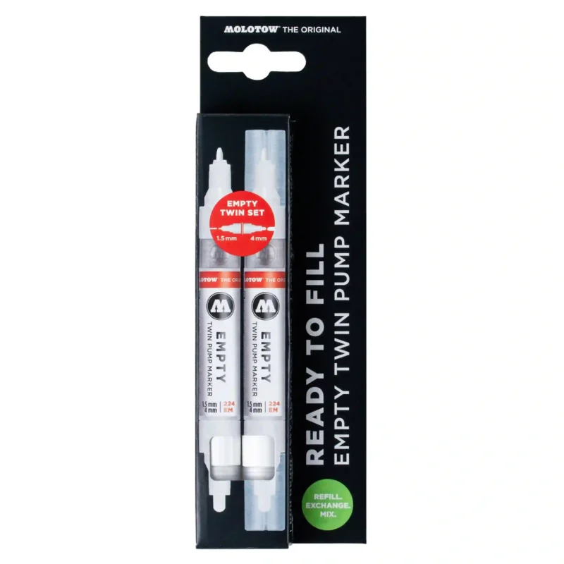 Molotow 224EM Lege Verfstift Set 2 Stuks + Navuladapters - Marker 1,5 en 4 mm