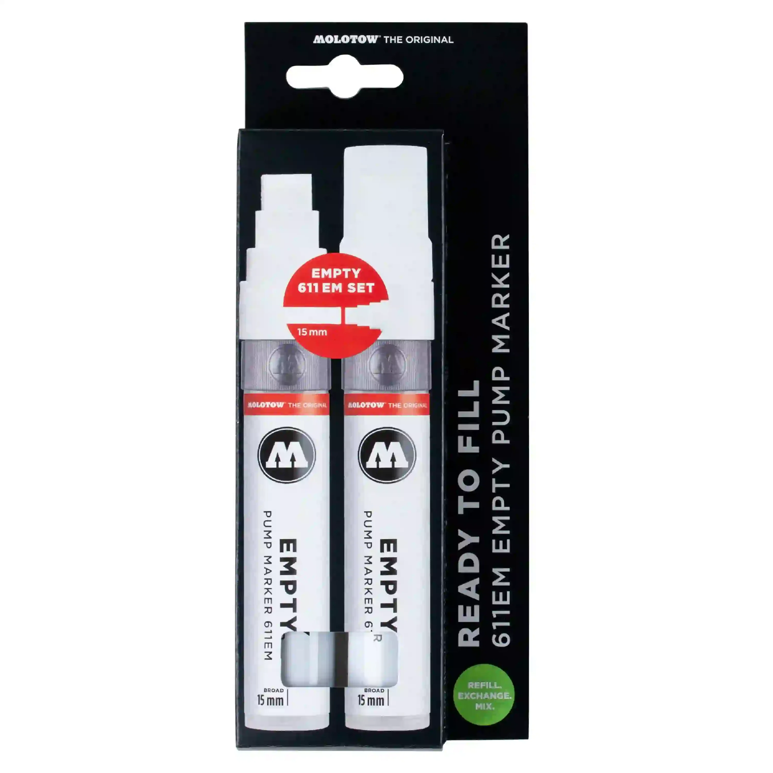Molotow 611EM Lege Verfstift Set 2 Stuks + Navuladapters - Marker 15 mm