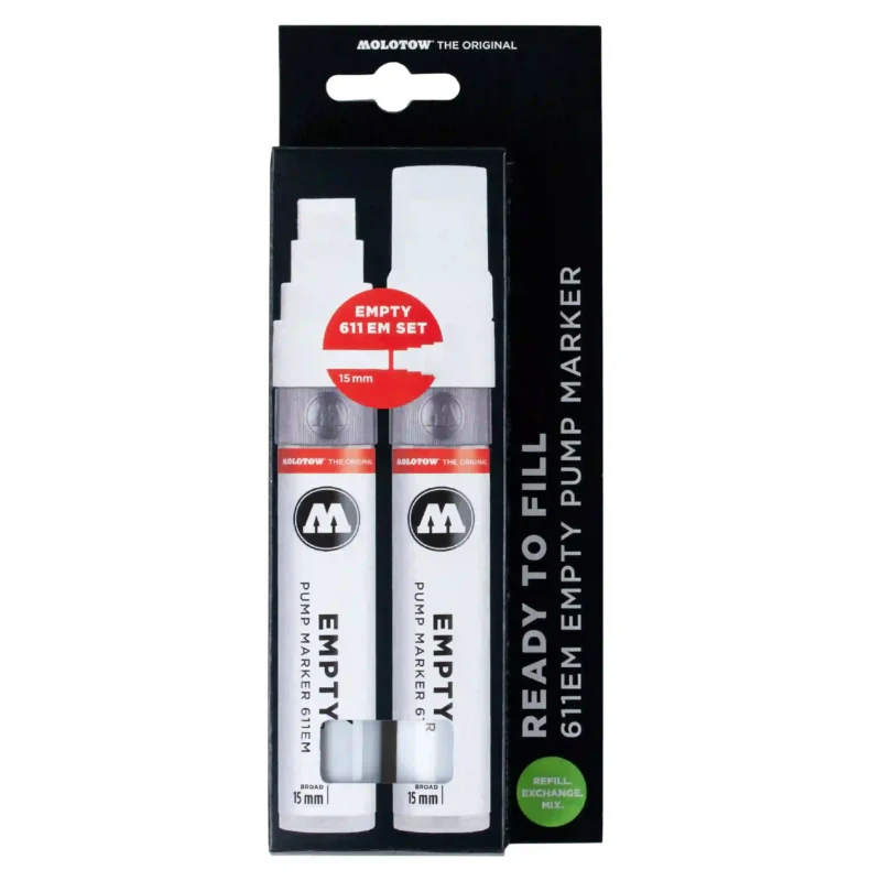 Molotow 611EM Lege Verfstift Set 2 Stuks + Navuladapters - Marker 15 mm