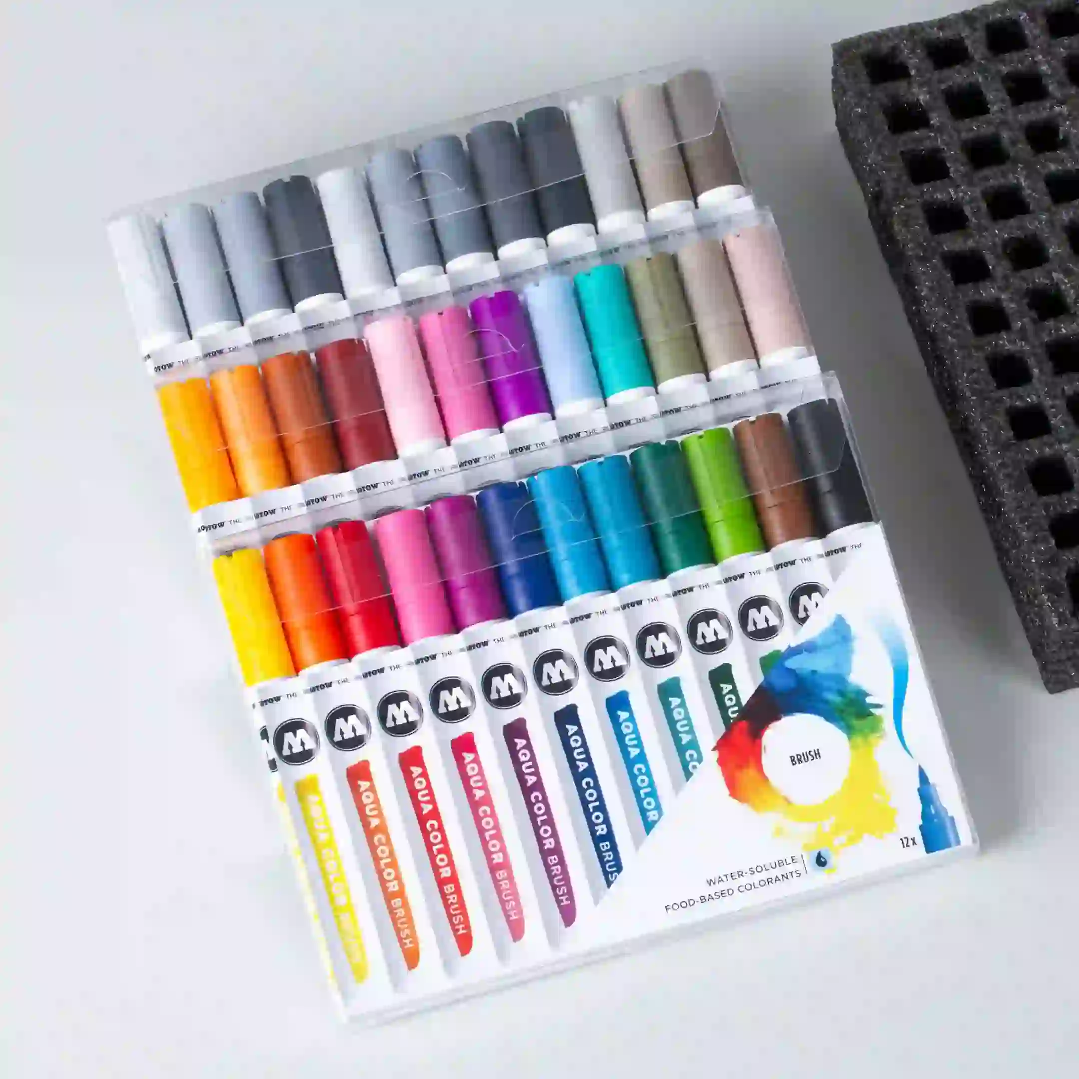 Molotow AQUA COLOR BRUSH Marker Set Grijs 12 Stuks - Brushmarker