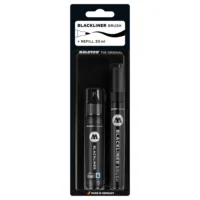 Molotow Blackliner Brushmarker Zwart + Navulinkt 30 ml Set