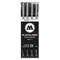 Molotow Blackliner Fineliner Zwart Set 1 4 Stuks - 0,05, 0,1, 0,2 en 0,4