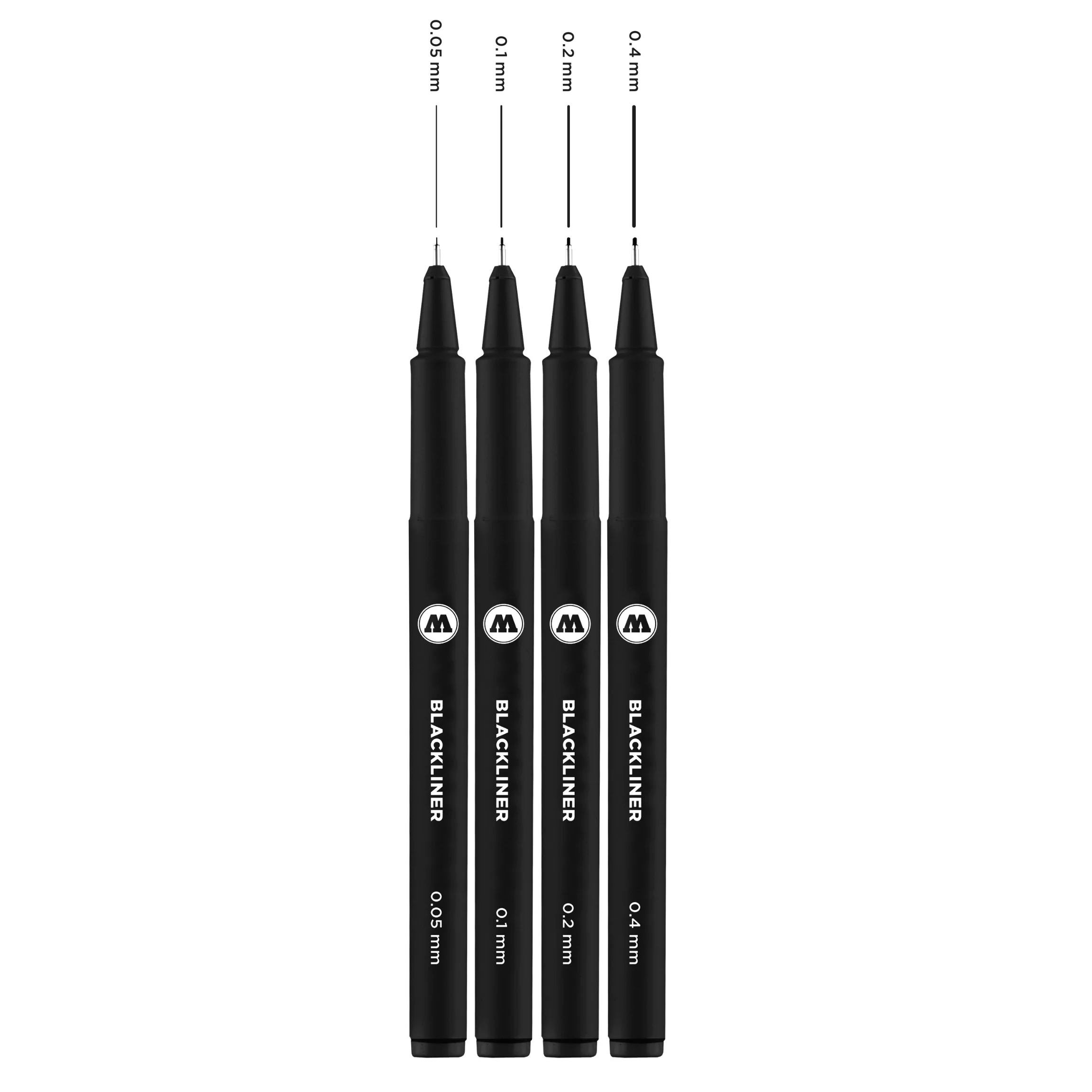 Molotow Blackliner Fineliner Zwart Set 1 4 Stuks - 0,05, 0,1, 0,2 en 0,4