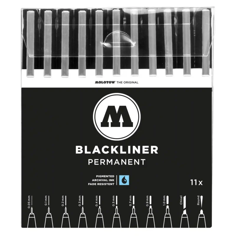 Molotow Blackliner Fineliner Zwart Set 11 Stuks