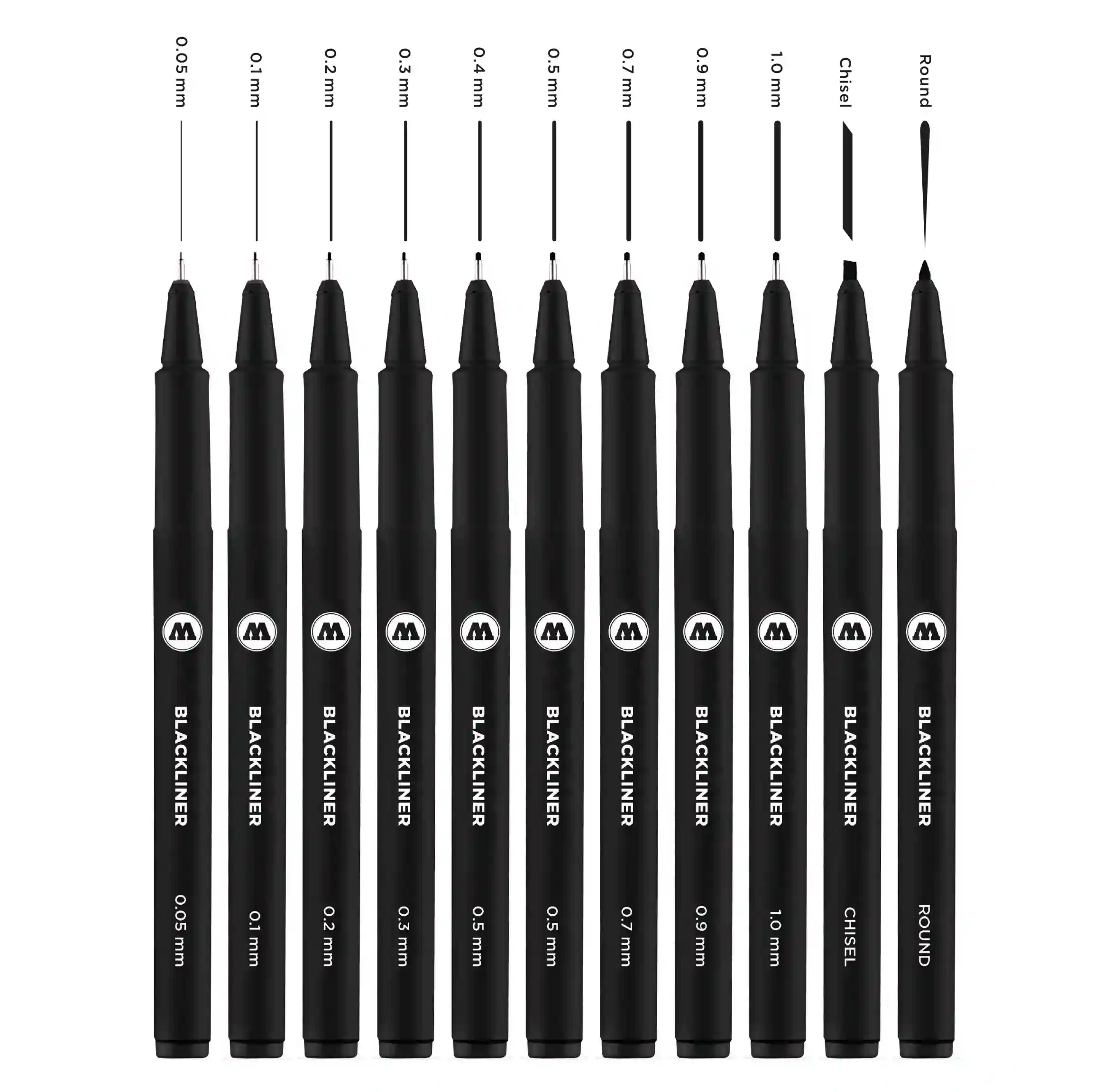 Molotow Blackliner Fineliner Zwart Set 11 Stuks