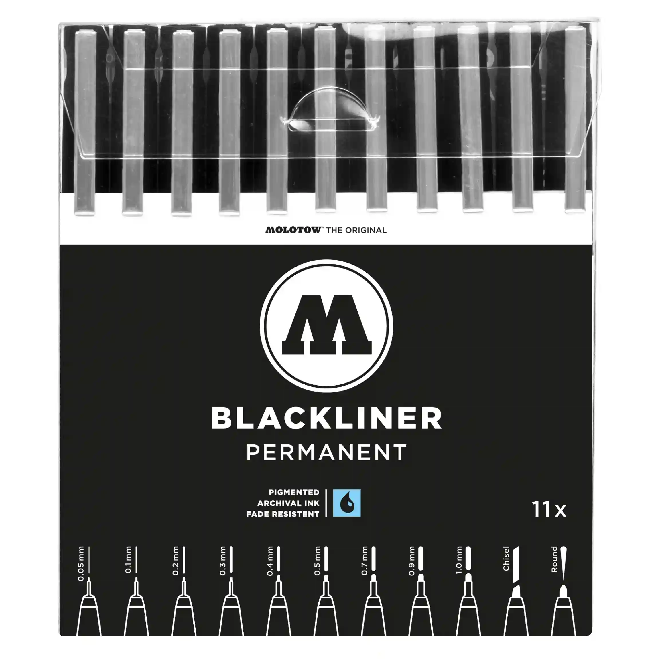 Molotow Blackliner Fineliner Zwart Set 11 Stuks