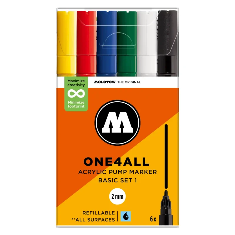 Molotow ONE4ALL 127HS Verfstift Set Basis 6 Stuks - Acrylmarker 2 mm
