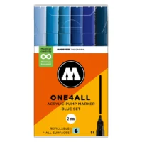 Molotow ONE4ALL 127HS Verfstift Set Blauw 6 Stuks - Acrylmarker 2 mm