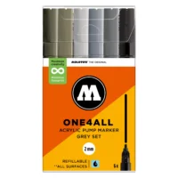Molotow ONE4ALL 127HS Verfstift Set Grijs 6 Stuks - Acrylmarker 2 mm