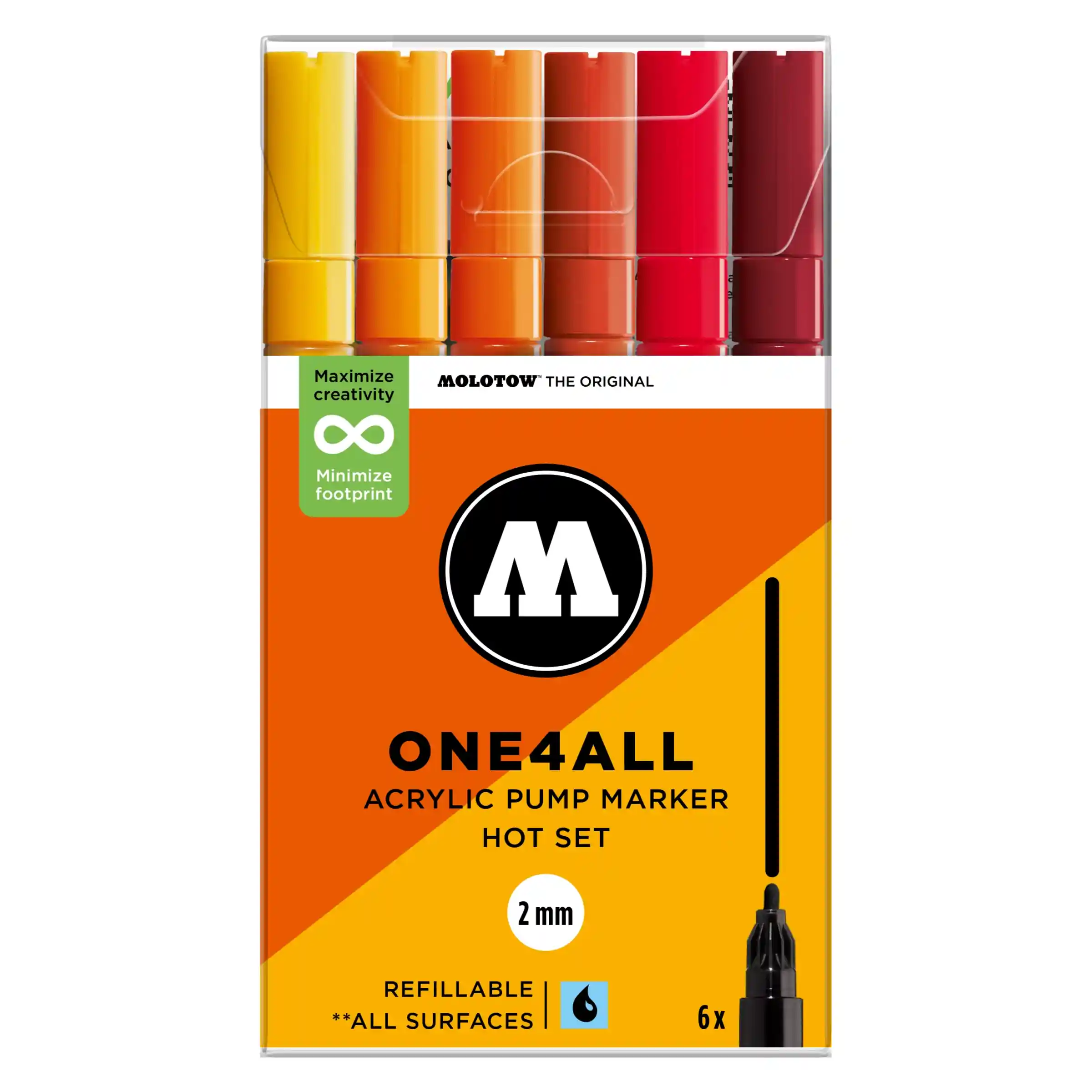 molotow-one4all-127hs-verfstift-set-hot-6-stuks-acrylmarker-2-mm Molotow One4all 127hs Verfstift Set Hot 6 Stuks Acrylmarker 2 Mm