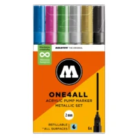 Molotow ONE4ALL 127HS Verfstift Set Metallic 6 Stuks - Acrylmarker 2 mm