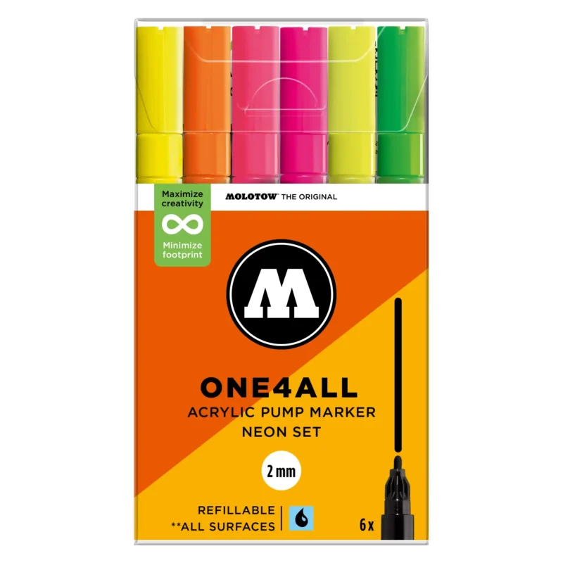 Molotow ONE4ALL 127HS Verfstift Set Neon 6 Stuks - Acrylmarker 2 mm