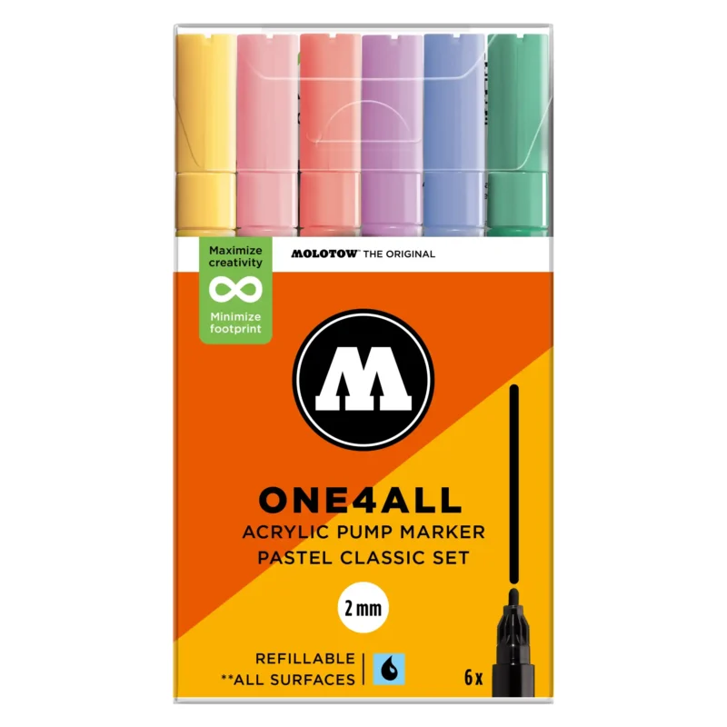 Molotow ONE4ALL 127HS Verfstift Set Pastel Klassiek 6 Stuks - Acrylmarker 2 mm