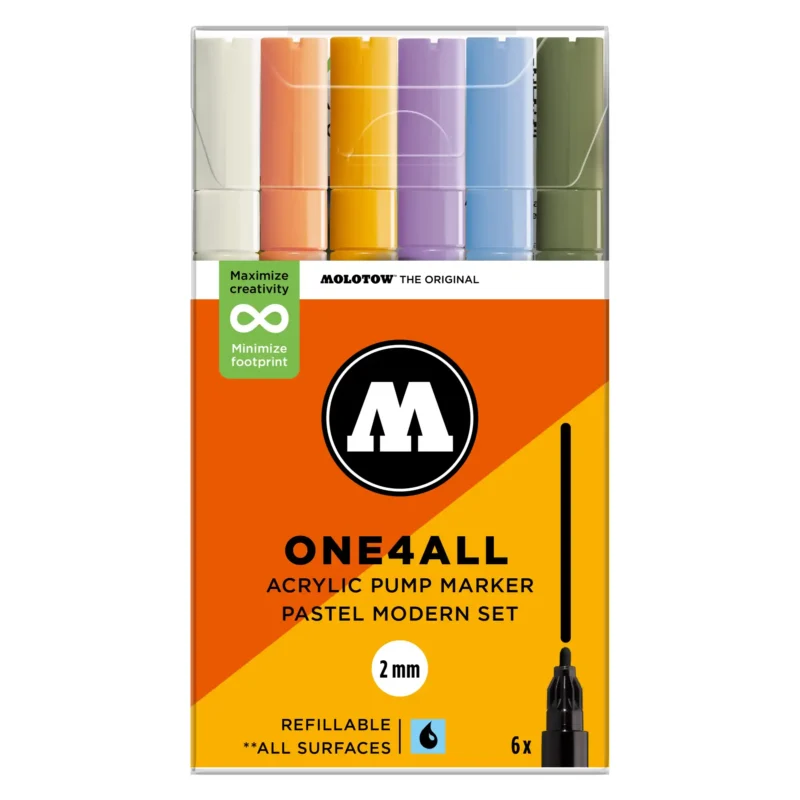 Molotow ONE4ALL 127HS Verfstift Set Pastel Modern 6 Stuks - Acrylmarker 2 mm