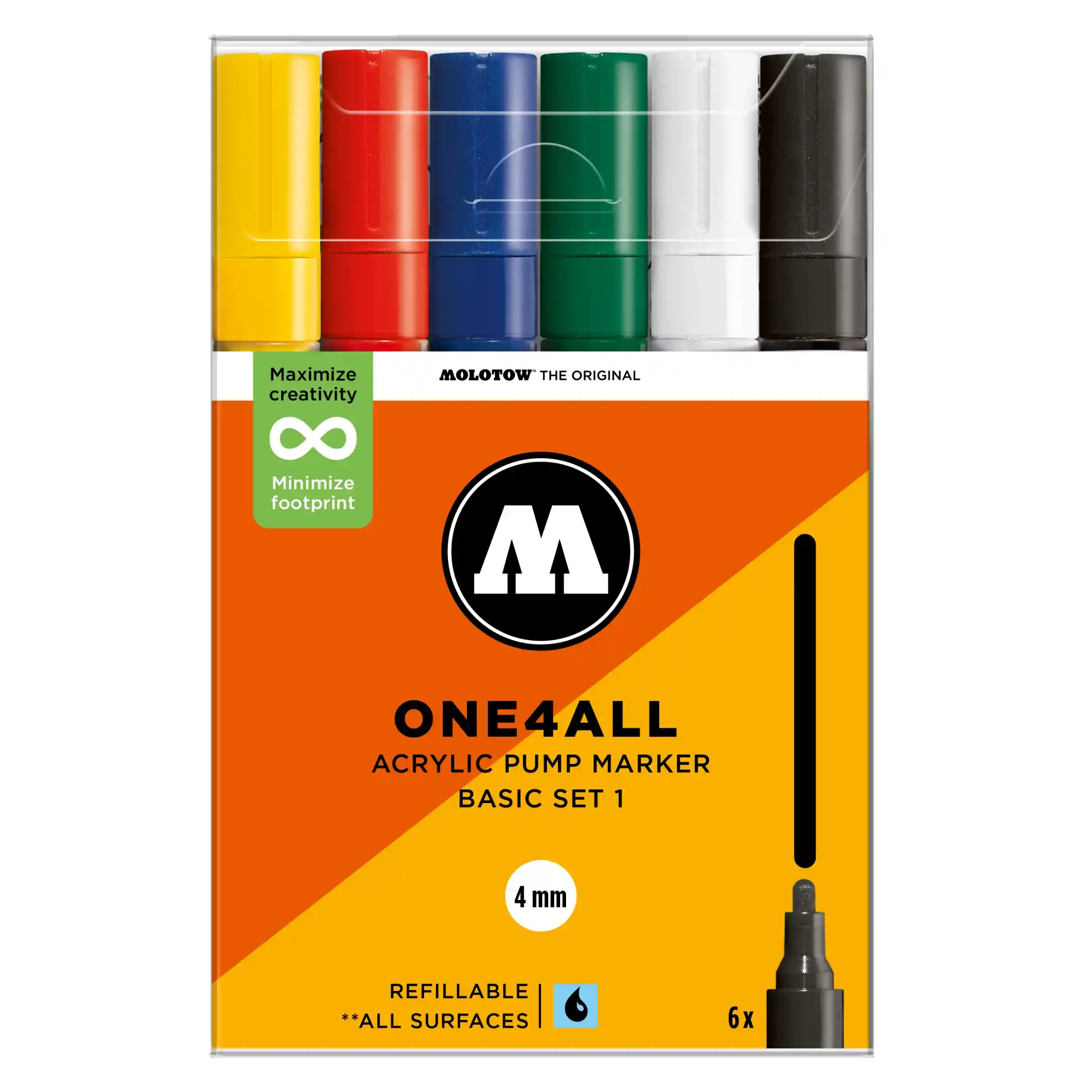 Molotow ONE4ALL 227HS Verfstift Set Basis 10 Stuks - Acrylmarker 4 mm