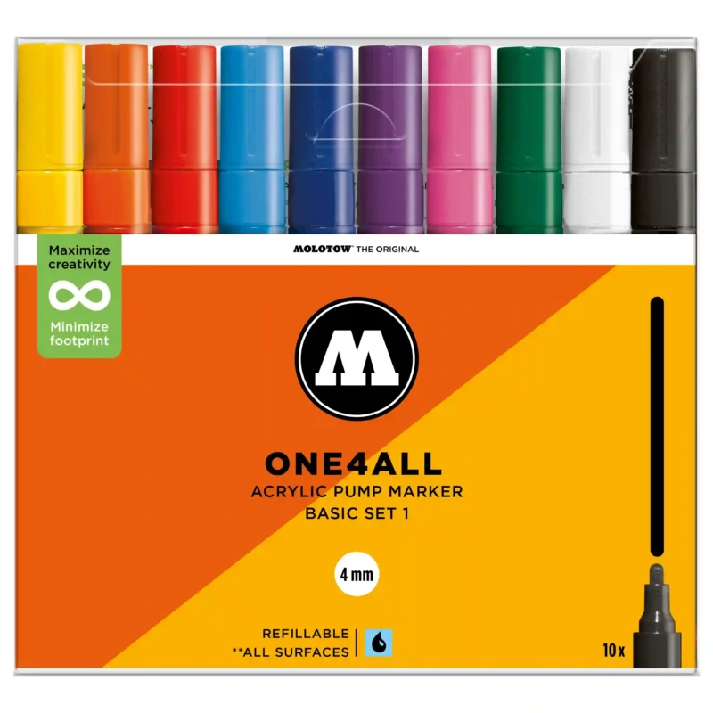 Molotow ONE4ALL 227HS Verfstift Set Basis 6 Stuks - Acrylmarker 4 mm