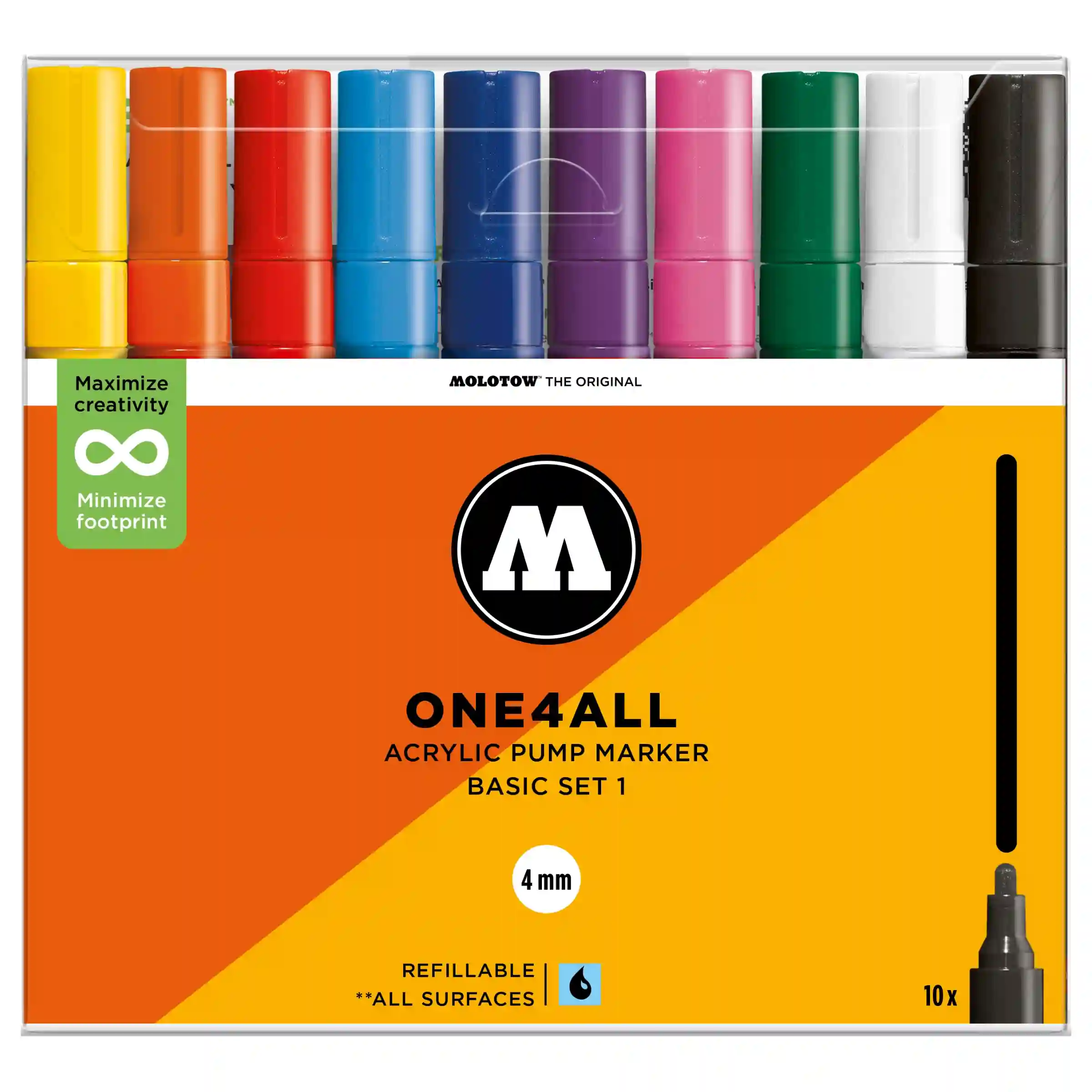 Molotow ONE4ALL 227HS Verfstift Set Basis 6 Stuks - Acrylmarker 4 mm