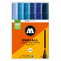 Molotow ONE4ALL 227HS Verfstift Set Blauw 6 Stuks - Acrylmarker 4 mm