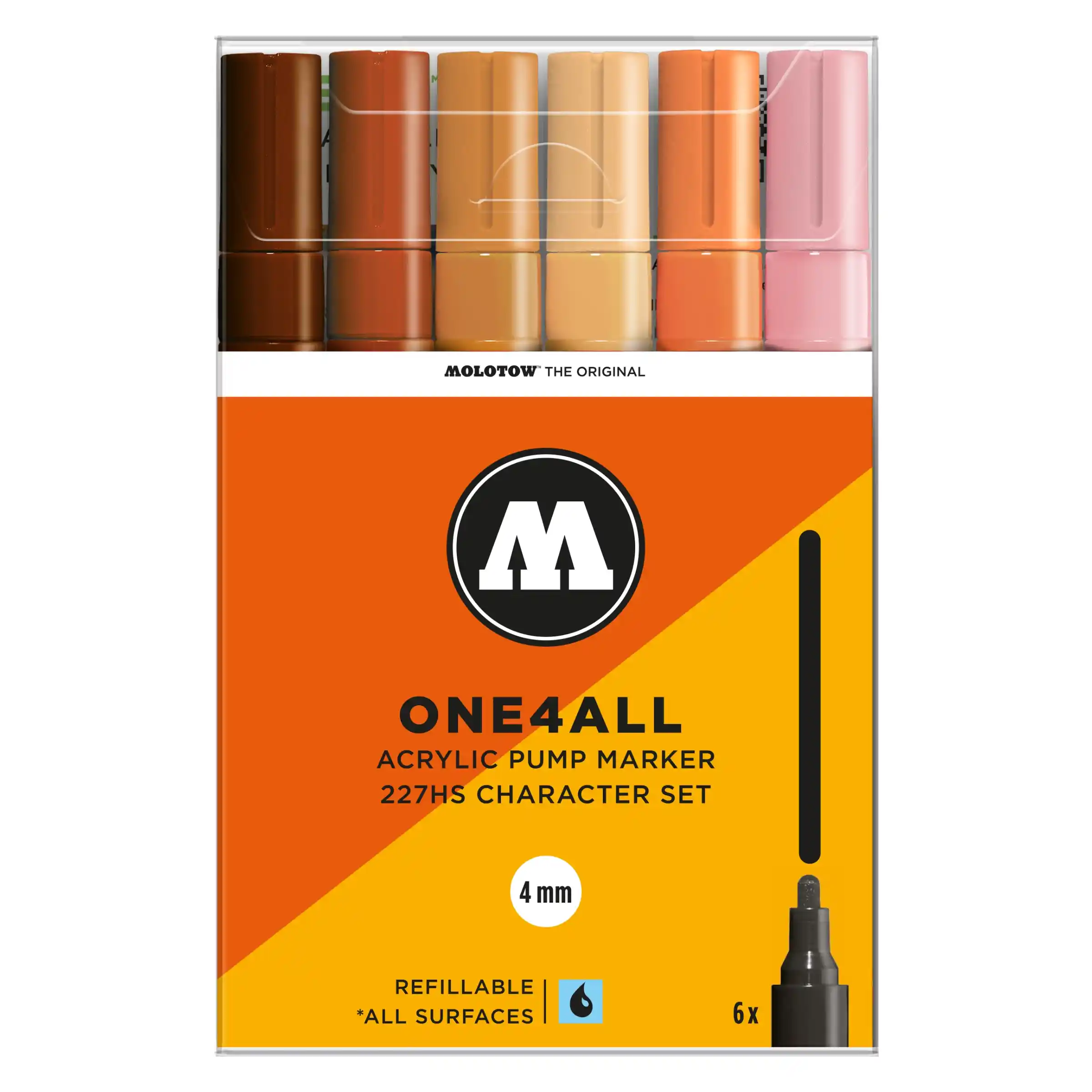 Molotow ONE4ALL 227HS Verfstift Set Character 6 Stuks - Acrylmarker 4 mm