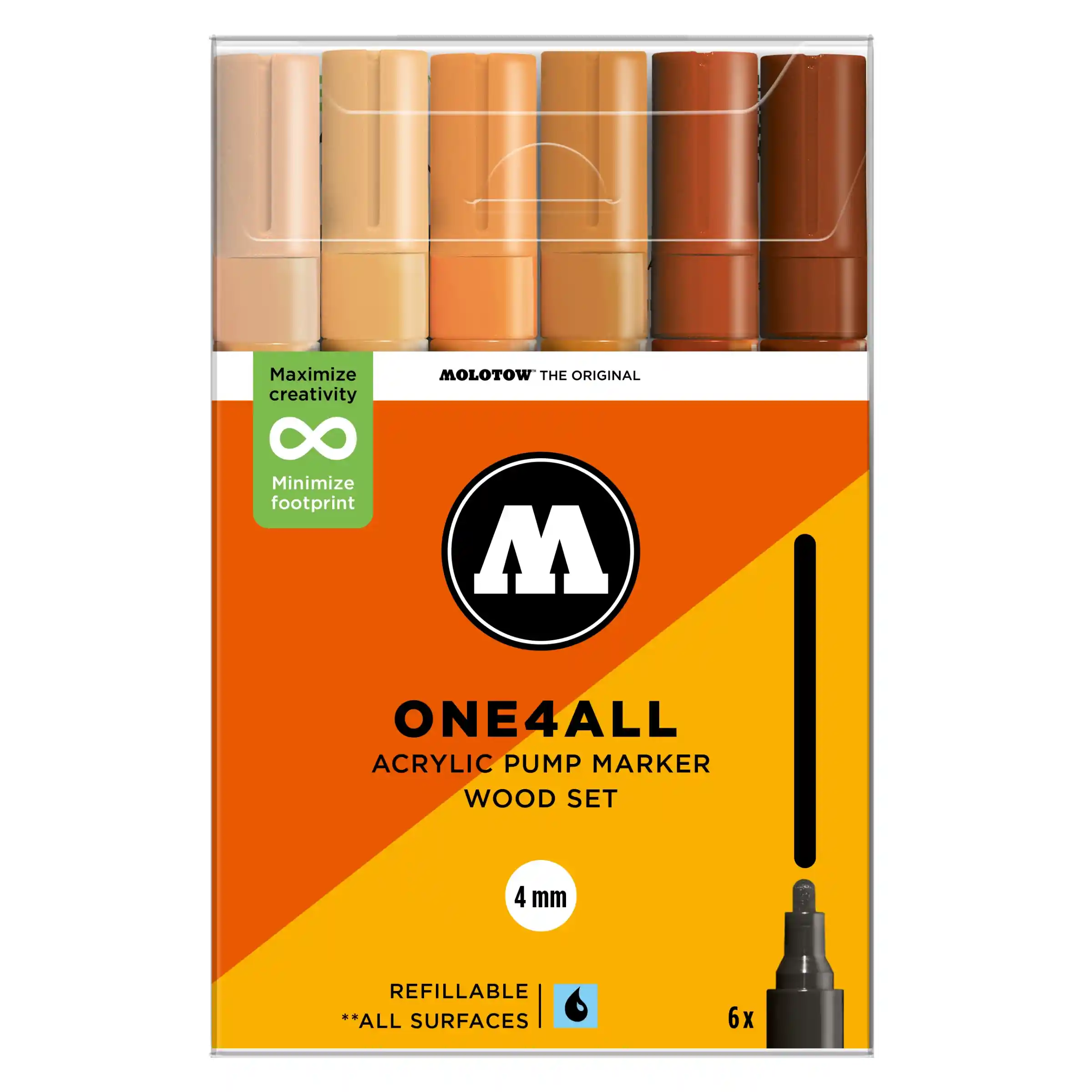 molotow-one4all-227hs-verfstift-set-hout-6-stuks-acrylmarker-4-mm Molotow One4all 227hs Verfstift Set Hout 6 Stuks Acrylmarker 4 Mm