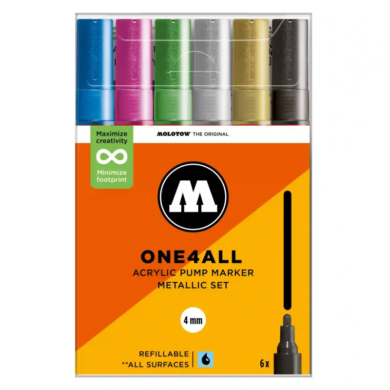 Molotow ONE4ALL 227HS Verfstift Set Metallic 6 Stuks - Acrylmarker 4 mm