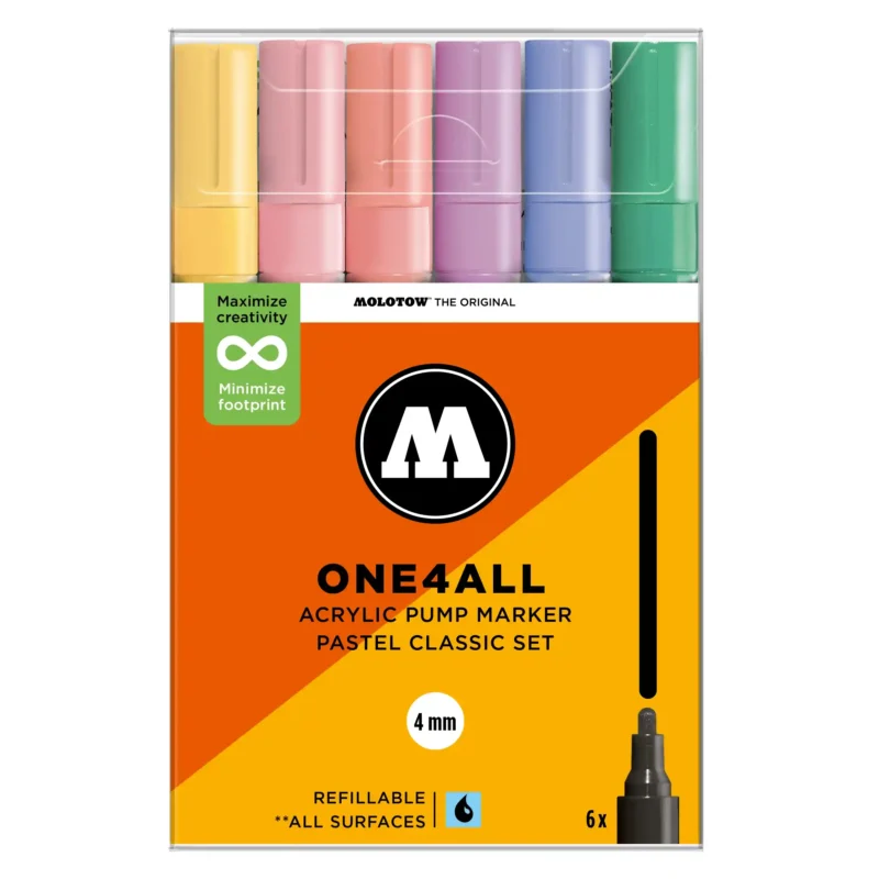 Molotow ONE4ALL 227HS Verfstift Set Pastel Klassiek 6 Stuks - Acrylmarker 4 mm