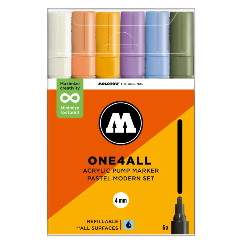 Molotow ONE4ALL 227HS Verfstift Set Pastel Modern 6 Stuks - Acrylmarker 4 mm