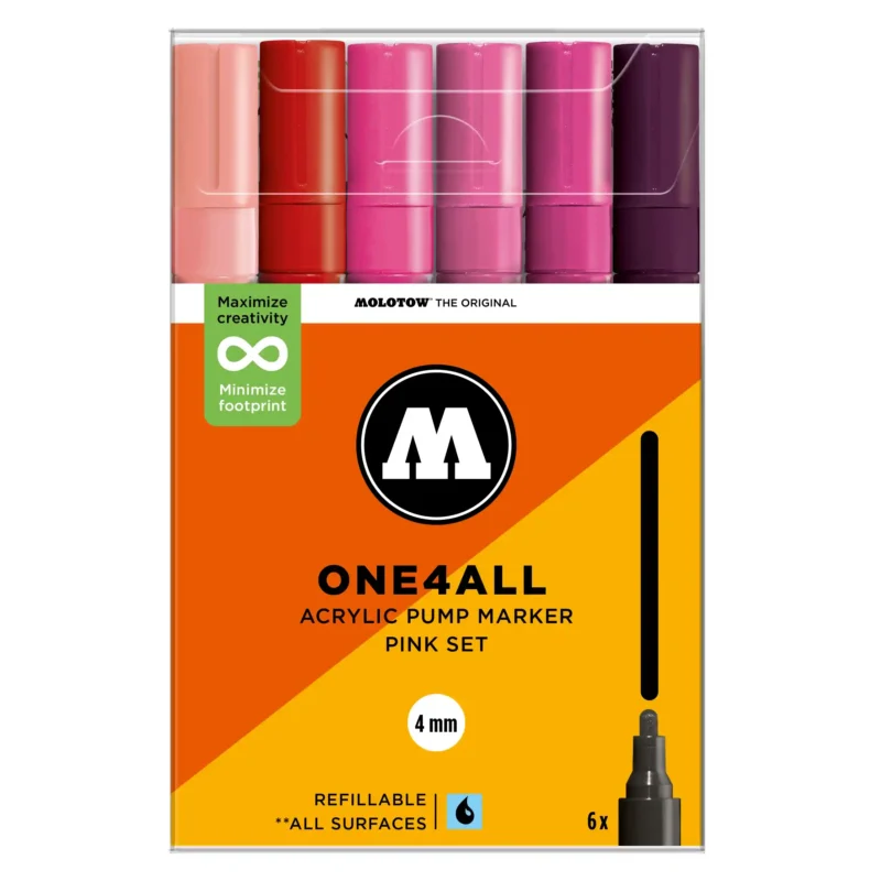 Molotow ONE4ALL 227HS Verfstift Set Roze 6 Stuks - Acrylmarker 4 mm