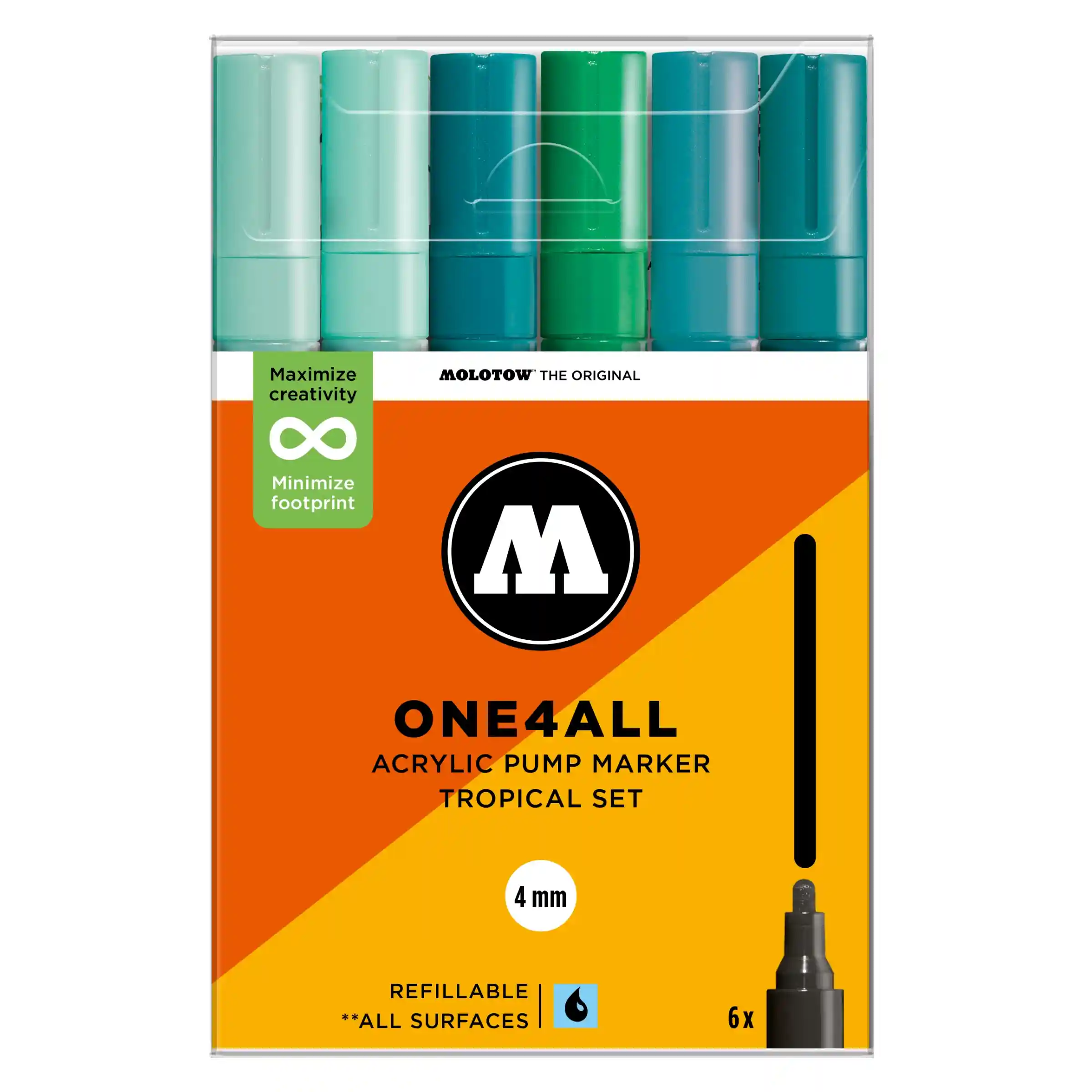 Molotow ONE4ALL 227HS Verfstift Set Tropisch 6 Stuks - Acrylmarker 4 mm