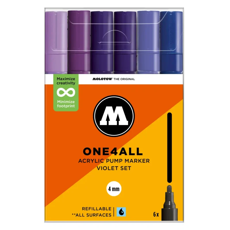 Molotow ONE4ALL 227HS Verfstift Set Violet 6 Stuks - Acrylmarker 4 mm