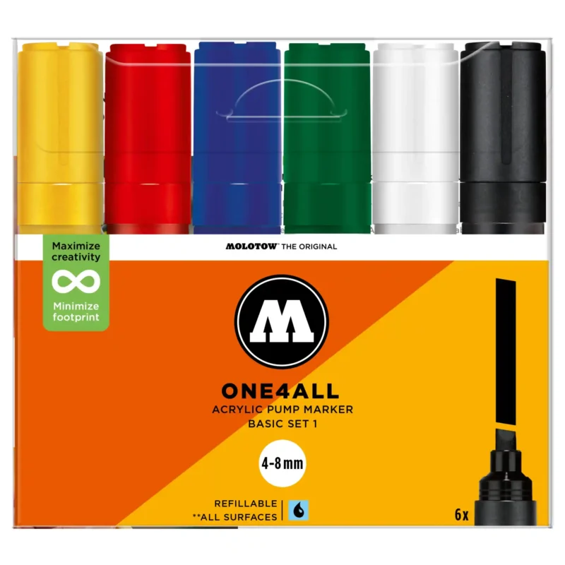 Molotow ONE4ALL 327HS Verfstift Set Basis 6 Stuks - Acrylmarker 4-8 mm