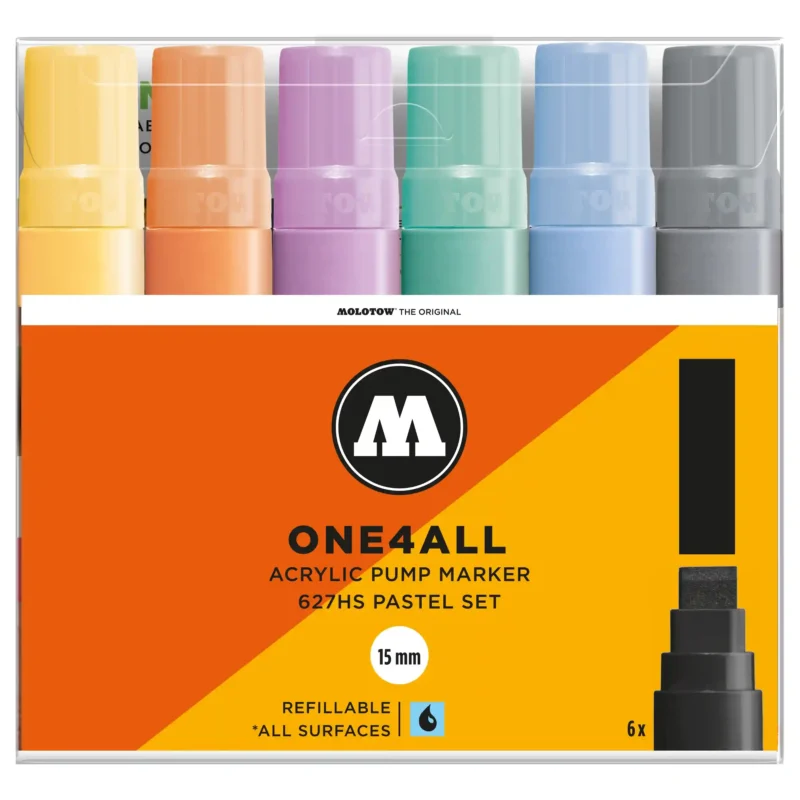 Molotow ONE4ALL 627HS Pastel Set 6 Stuks - Acrylmarker 15 mm