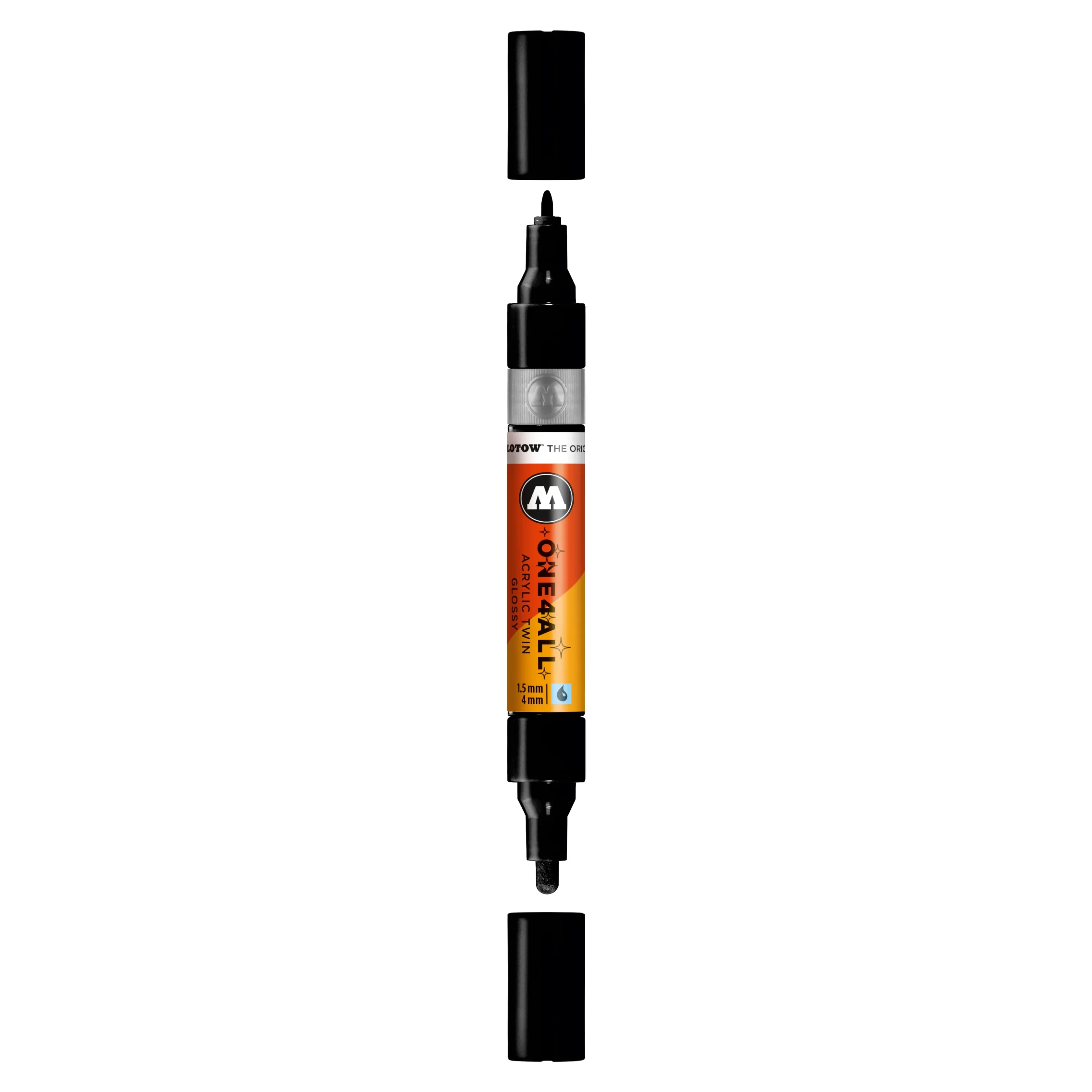 Molotow ONE4ALL TWIN Verfstift Glanzend Zwart - Acrylmarker 1,5 en 4 mm