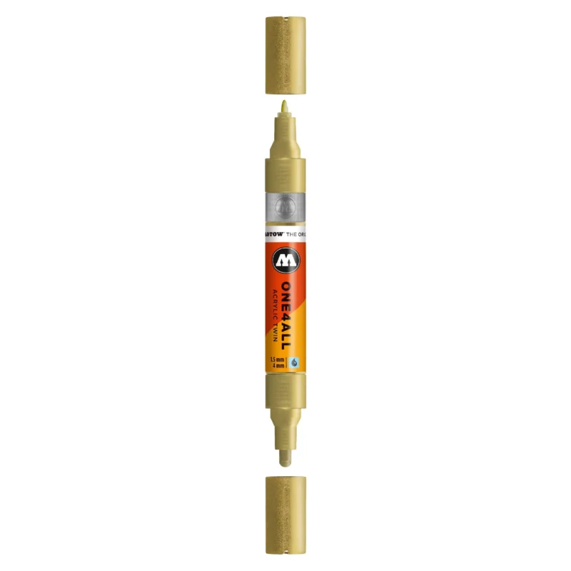 Molotow ONE4ALL TWIN Verfstift Goud - Acrylmarker 1,5 en 4 mm