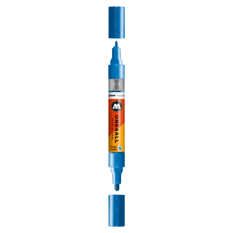 Molotow ONE4ALL TWIN Verfstift Metallic Blauw - Acrylmarker 1,5 en 4 mm