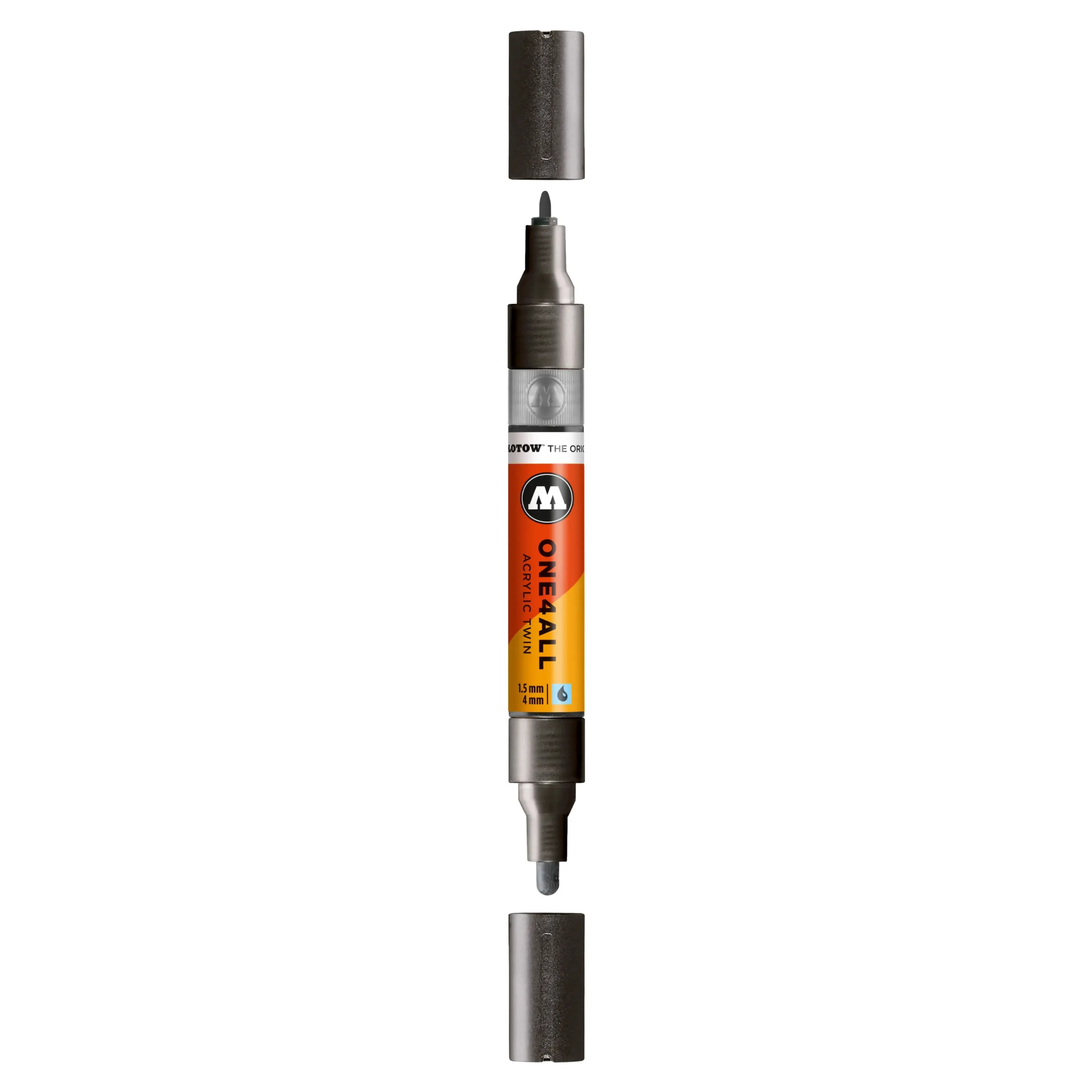 Molotow ONE4ALL TWIN Verfstift Metallic Zwart - Acrylmarker 1,5 en 4 mm