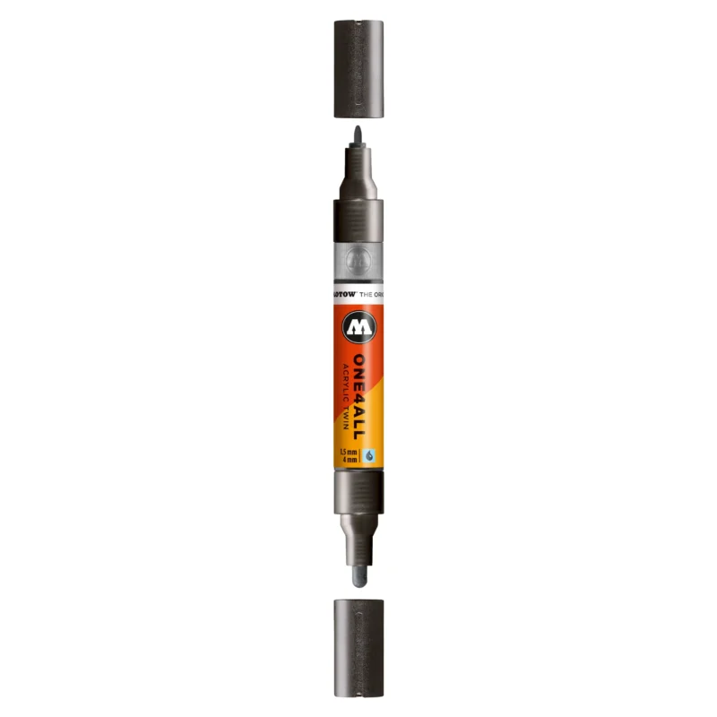 Molotow ONE4ALL TWIN Verfstift Metallic Zwart - Acrylmarker 1,5 en 4 mm