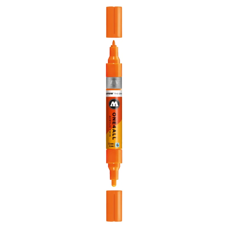 Molotow ONE4ALL TWIN Verfstift Neon Oranje Fluo - Acrylmarker 1,5 en 4 mm