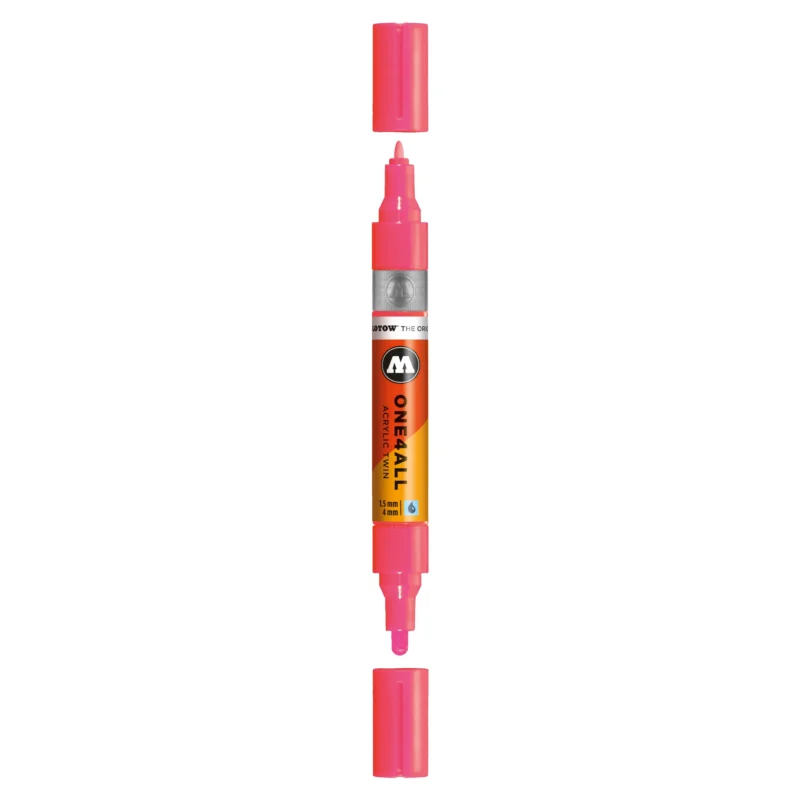 Molotow ONE4ALL TWIN Verfstift Neon Rood Fluo - Acrylmarker 1,5 en 4 mm