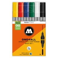 Molotow ONE4ALL TWIN Verfstift Set Basis 6 Stuks - Acrylmarker 1,5 en 4 mm