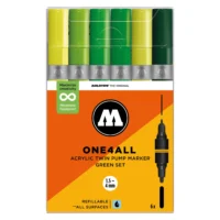 Molotow ONE4ALL TWIN Verfstift Set Groen 6 Stuks - Acrylmarker 1,5 en 4 mm