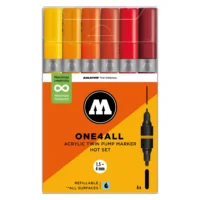 Molotow ONE4ALL TWIN Verfstift Set Hot 6 Stuks - Acrylmarker 1,5 en 4 mm