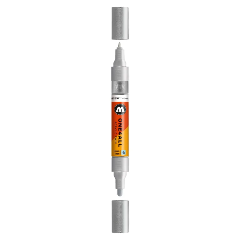 Molotow ONE4ALL TWIN Verfstift Zilver - Acrylmarker 1,5 en 4 mm