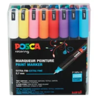 Posca PC-1MR Verfstift Set Standaard Kleuren 16 Stuks - Acrylmarker Ultra Fijn