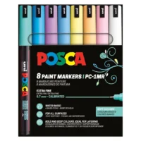 Posca PC-1MR Verfstift Set Zachte Kleuren 8 Stuks - Acrylmarker Ultra Fijn