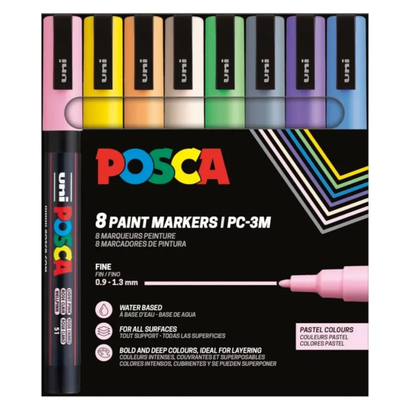 Posca PC-3M Verfstift Set Pastel Kleuren 8 Stuks - Acrylmarker Fijn