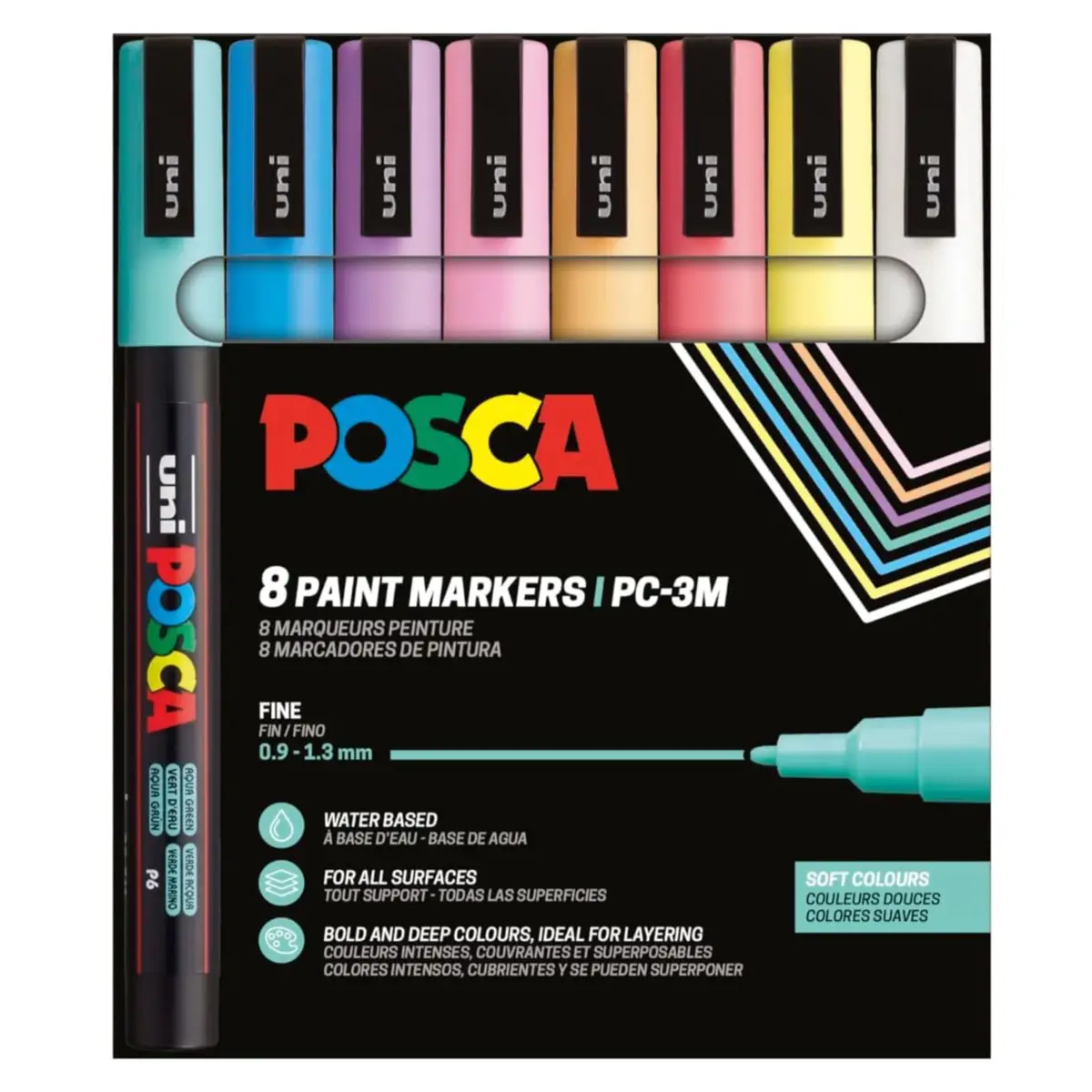 Posca PC-3M Verfstift Set Zachte Kleuren 8 Stuks - Acrylmarker Fijn