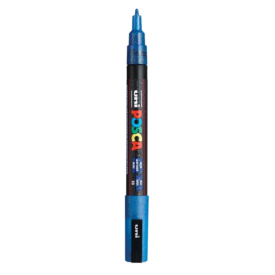 Posca PC-3M Verfstift Glitter Blauw - Acrylmarker Fijn