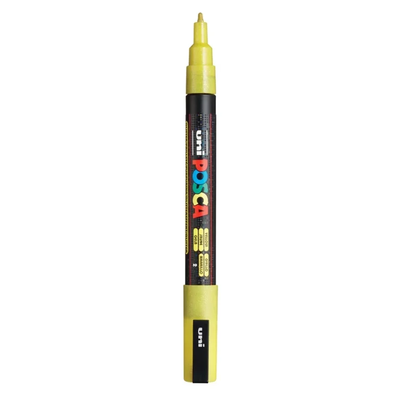 Posca PC-3M Verfstift Glitter Geel - Acrylmarker Fijn